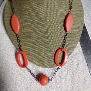 Orange 🍊 dark copper circles chain necklace